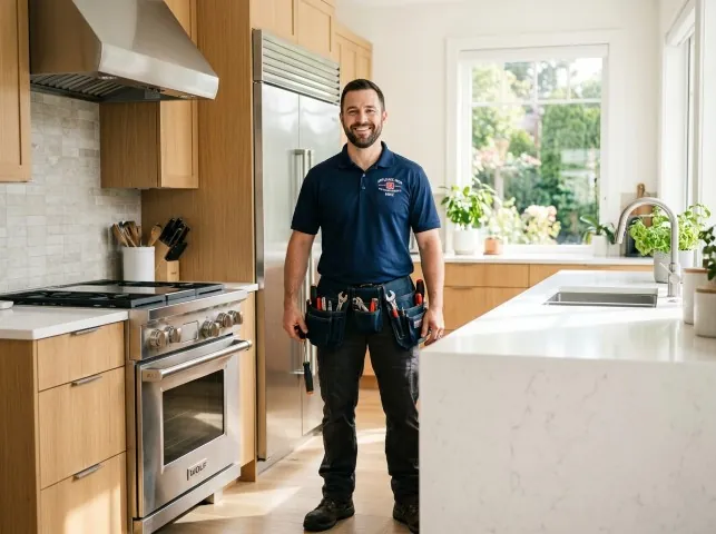 Appliance Repair Hero technician in a Argonia, KS kitchen after an appliance repair